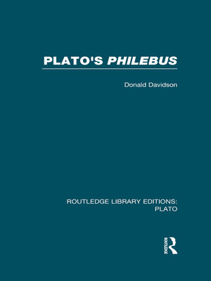 cover image of Plato's Philebus (RLE